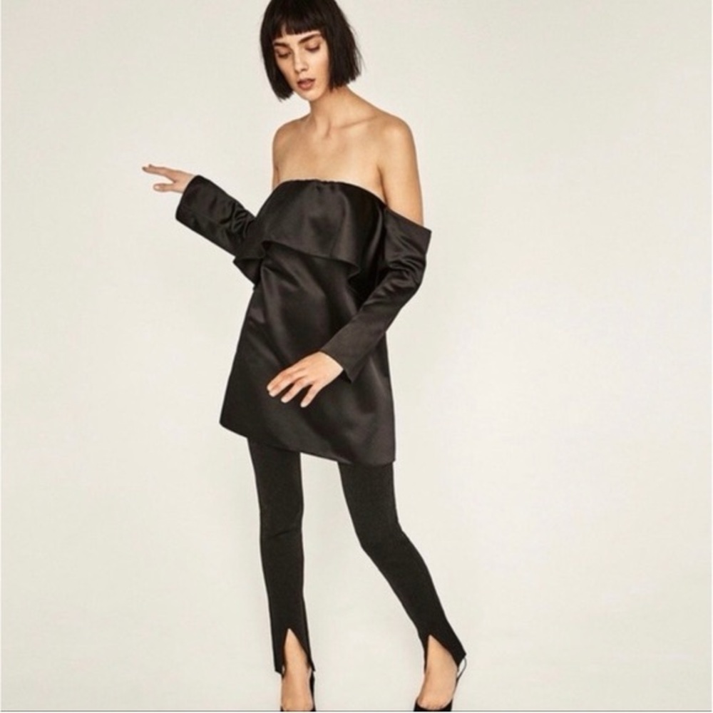 Zara Black Off-Shoulder Mini Dress